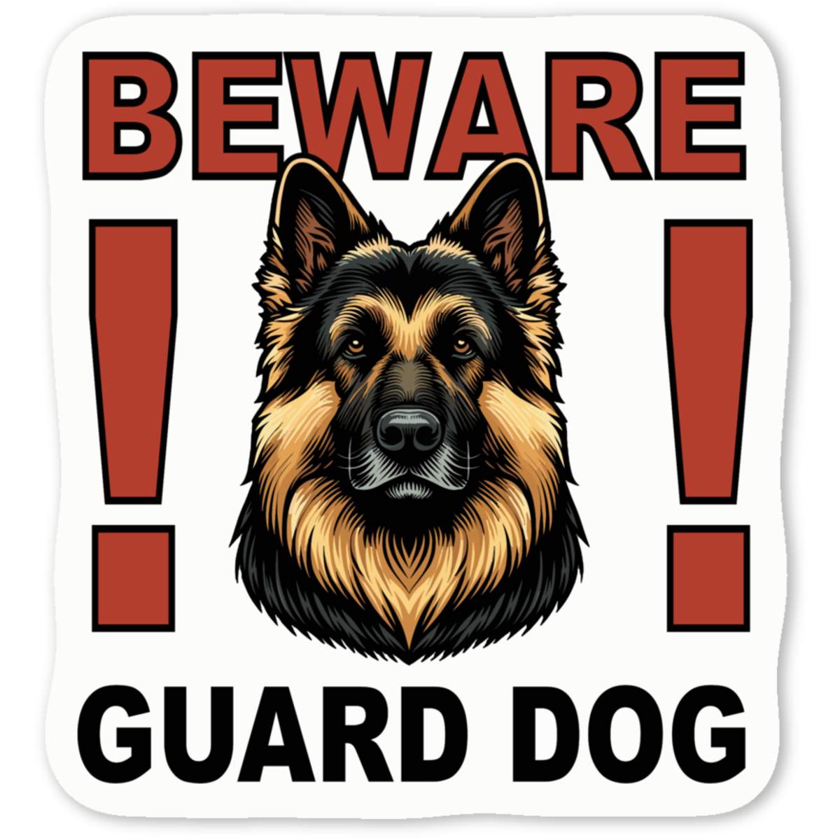 4 x 'Beware Guard Dog' White Premium Vinyl Decal Stickers – Waterproof, Durable & Easy to Apply - For Car Bumpers, Windows, Bins & More - Small (50mm) (DW00120804)