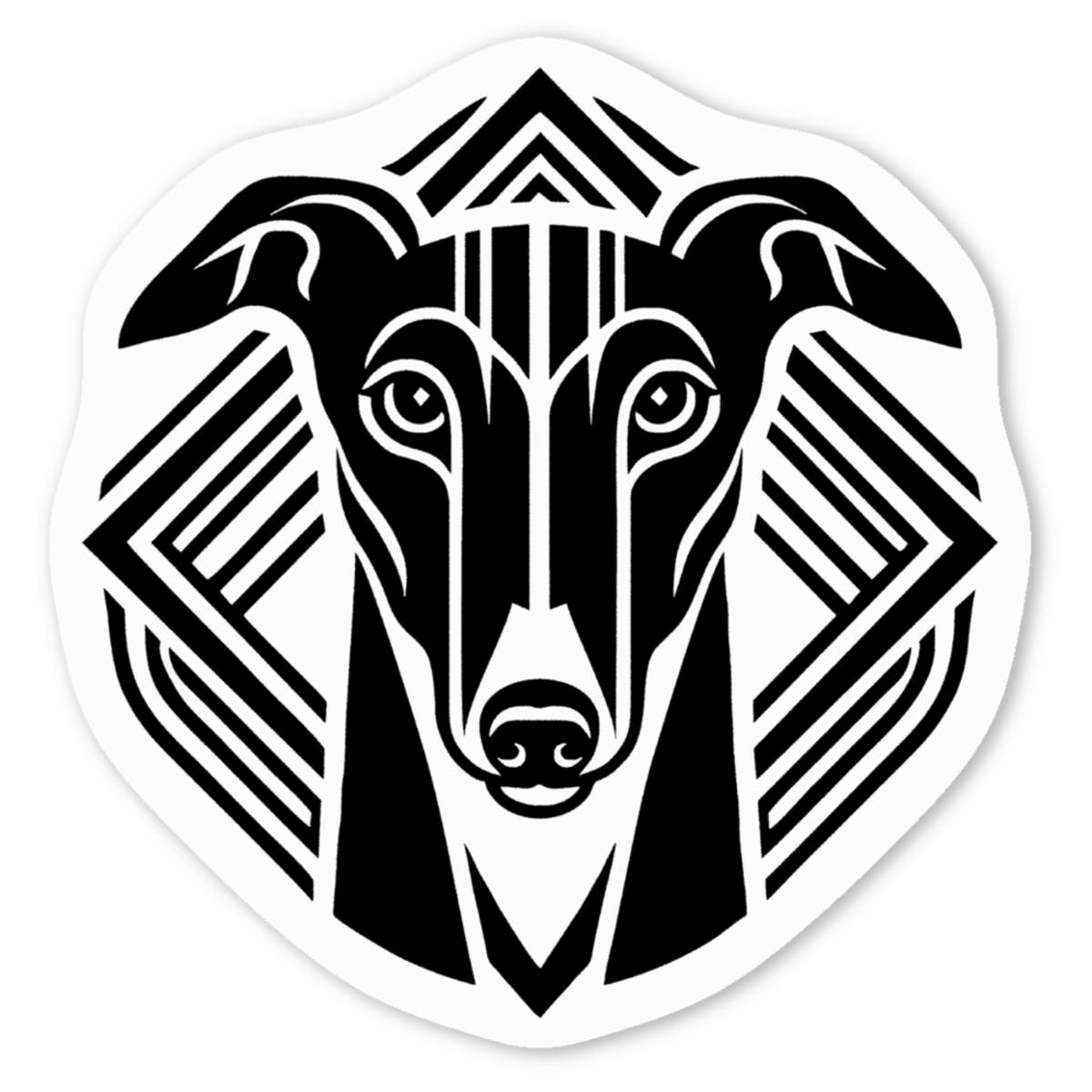 4 x 'Art Deco Greyhound' Vinyl Decal Stickers - White, 5cm - Waterproof Permanent Graphic for Cars, Windows, Bins and Smooth Surfaces (DW00124448)