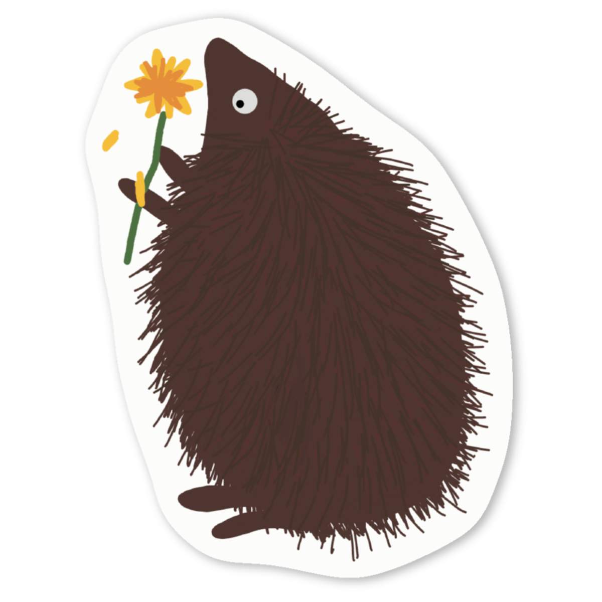 'Hedgehog Picking Flowers' Premium Vinyl Decal Stickers – Waterproof, Durable & Easy to Apply - Ideal for Cars, Windows, Bins and More (DW050291)