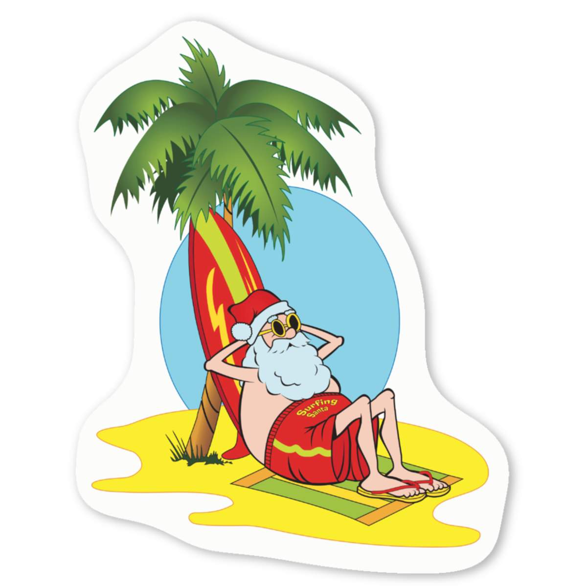 'Surfing Santa' Premium Vinyl Decal Stickers – Waterproof, Durable & Easy to Apply - Ideal for Cars, Windows, Bins and More (DW050343)