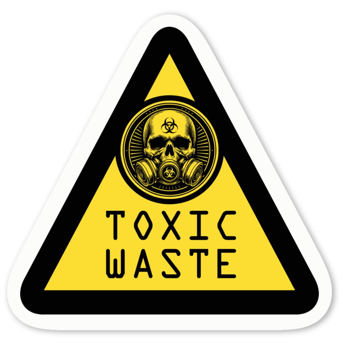4 x 'Toxic Waste Warning Sign' Vinyl Decal Stickers - White, 5cm - Waterproof Permanent Graphic for Cars, Windows, Bins and Smooth Surfaces (DW00128008)
