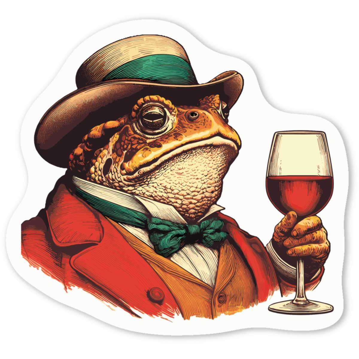 'Wine Expert Toad' Premium Vinyl Decal Stickers – Waterproof, Durable & Easy to Apply - Ideal for Cars, Windows, Bins and More (DW050858)