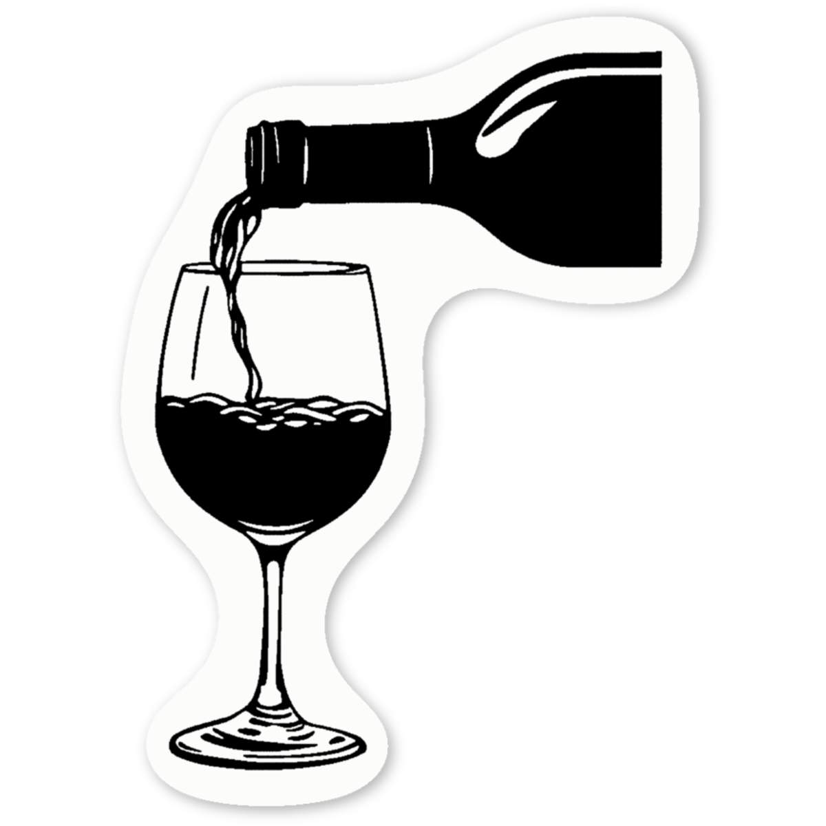 4 x 'Wine Poured into Wine Glass' White Premium Vinyl Decal Stickers – Waterproof, Durable & Easy to Apply - For Car Bumpers, Windows, Bins & More - Small (50mm) (DW00130852)