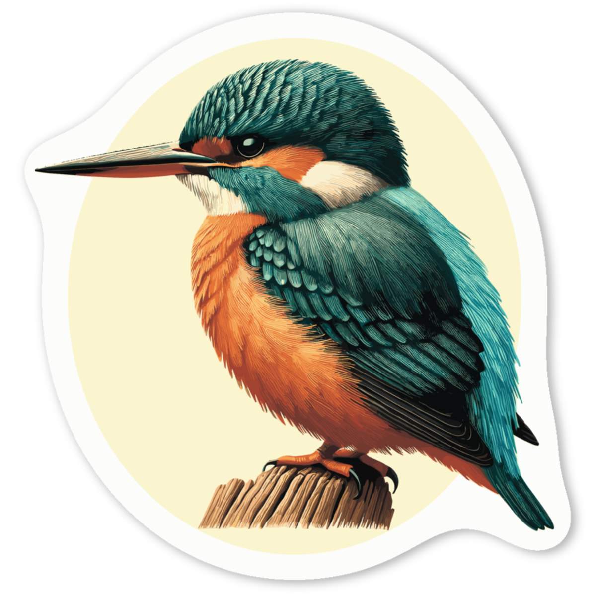 4 x 'Resting Kingfisher' White Premium Vinyl Decal Stickers – Waterproof, Durable & Easy to Apply - For Car Bumpers, Windows, Bins & More - Small (50mm) (DW00131192)