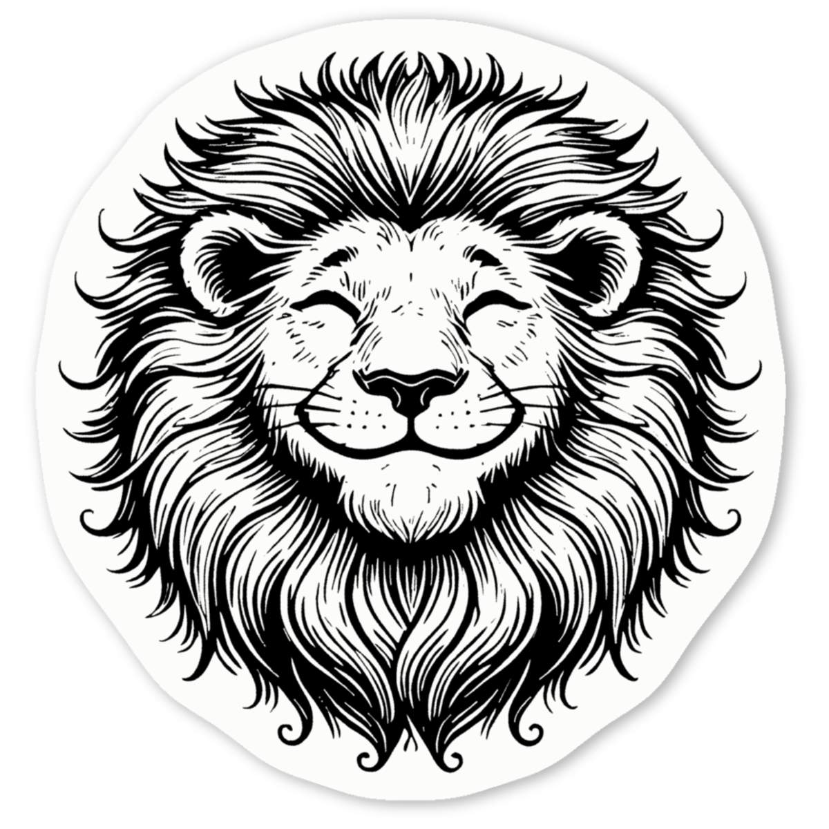 4 x 'Happy Lion Face' White Premium Vinyl Decal Stickers – Waterproof, Durable & Easy to Apply - For Car Bumpers, Windows, Bins & More - Small (50mm) (DW00131196)