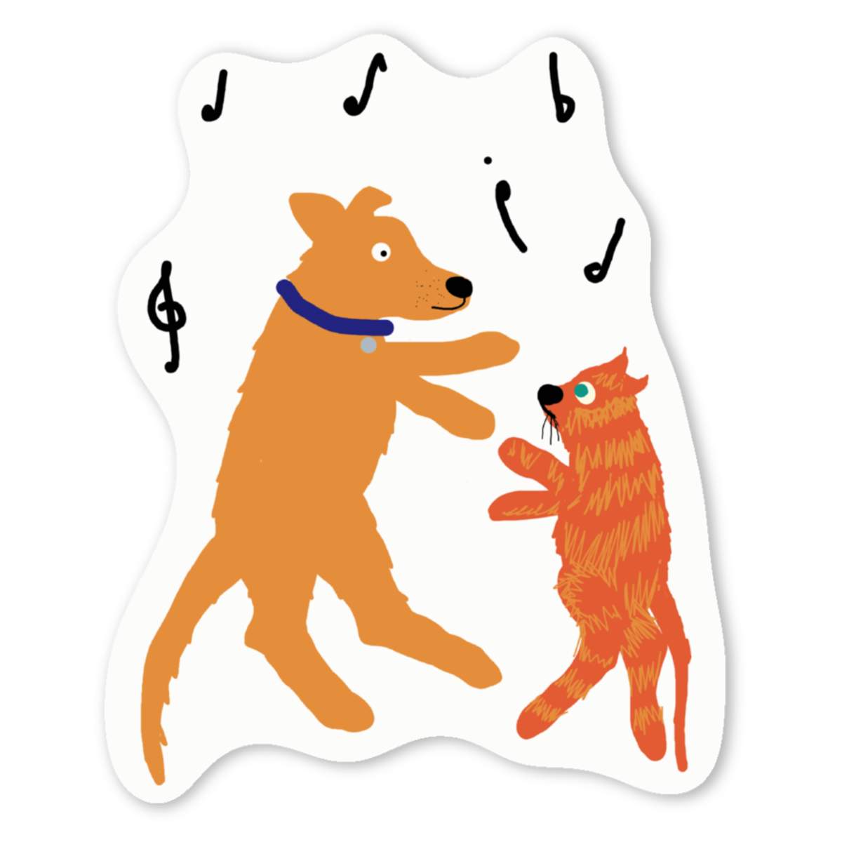 'Dancing Dog And Cat' Premium Vinyl Decal Stickers – Waterproof, Durable & Easy to Apply - Ideal for Cars, Windows, Bins and More (DW052004)