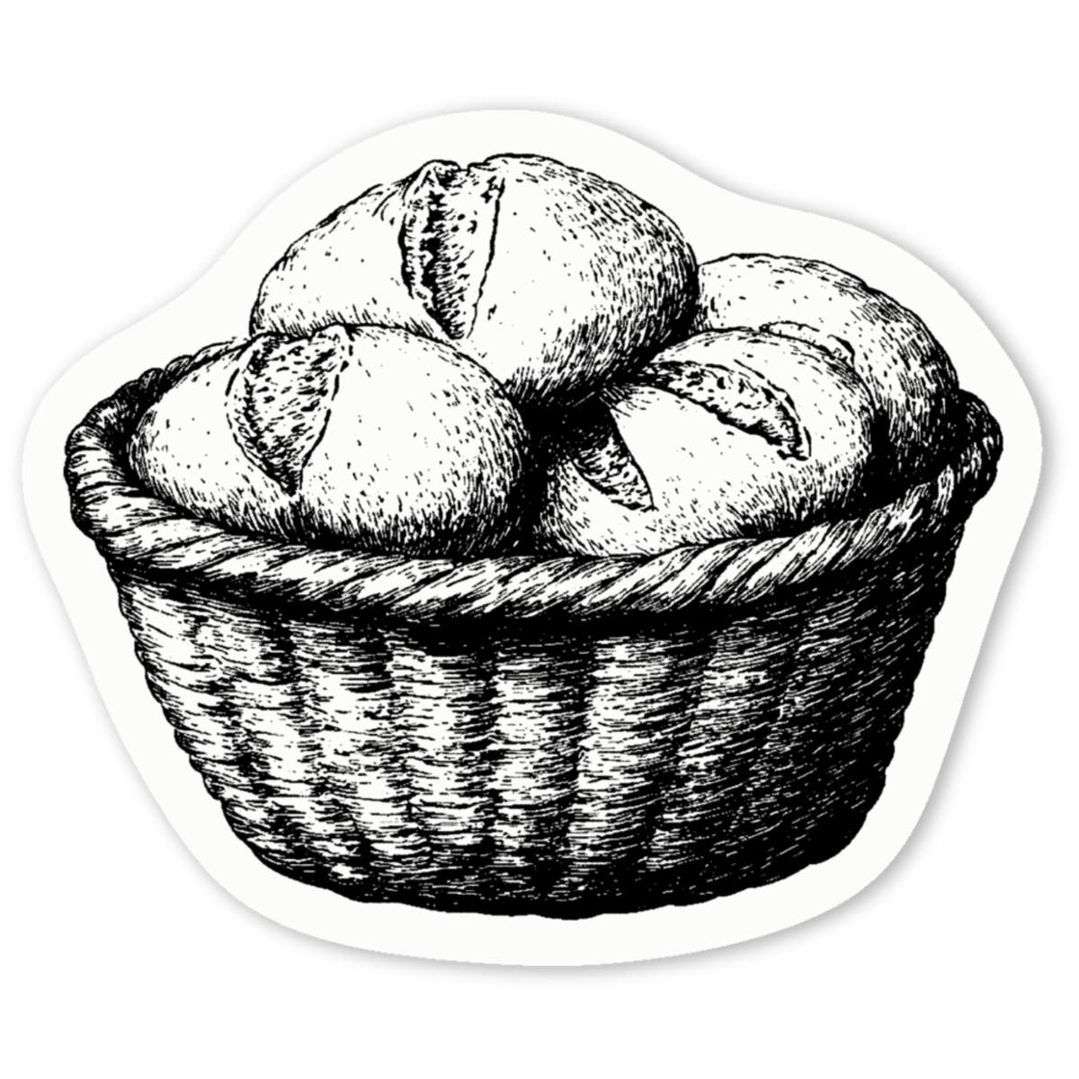'Basket with Bread' Premium Vinyl Decal Stickers – Waterproof, Durable & Easy to Apply - Ideal for Cars, Windows, Bins and More (DW052366)