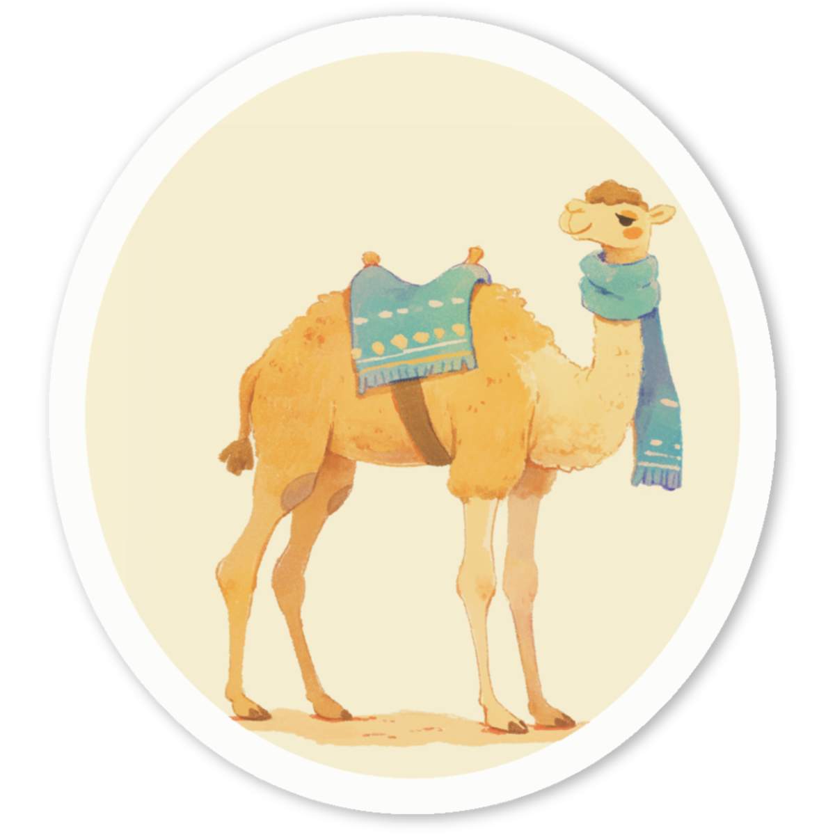 'Cute Camel Wearing Scarf' Premium Vinyl Decal Stickers – Waterproof, Durable & Easy to Apply - Ideal for Cars, Windows, Bins and More (DW052370)