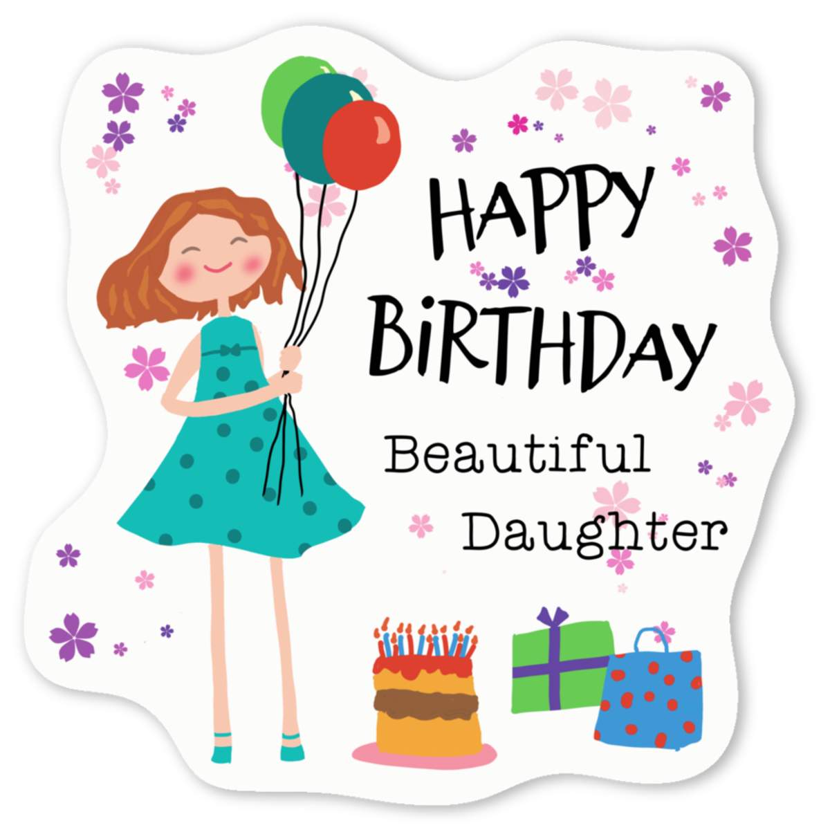 'Happy Birthday Daughter' Premium Vinyl Decal Stickers – Waterproof, Durable & Easy to Apply - Ideal for Cars, Windows, Bins and More (DW053017)