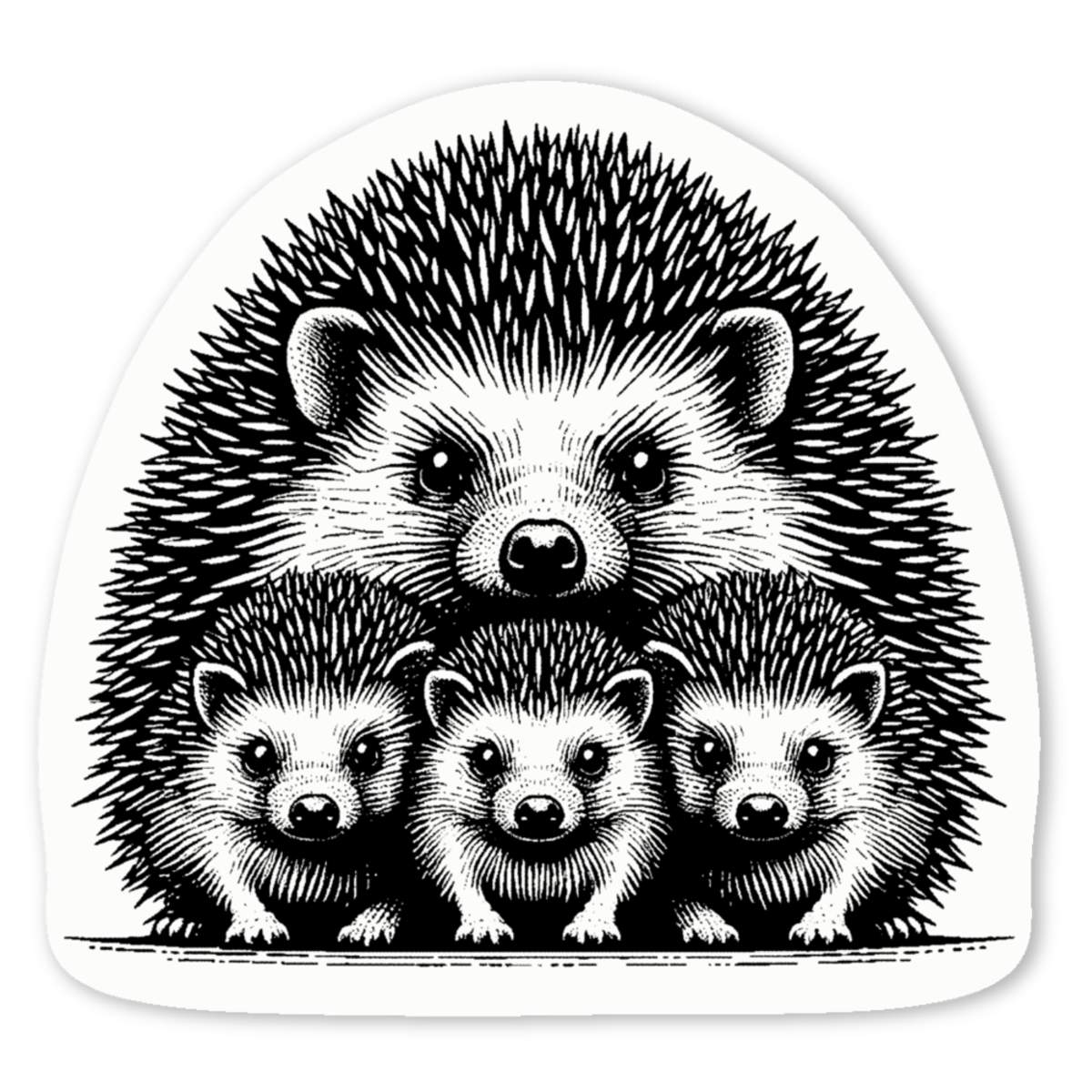 'Hedgehog Family' Premium Vinyl Decal Stickers – Waterproof, Durable & Easy to Apply - Ideal for Cars, Windows, Bins and More (DW053031)
