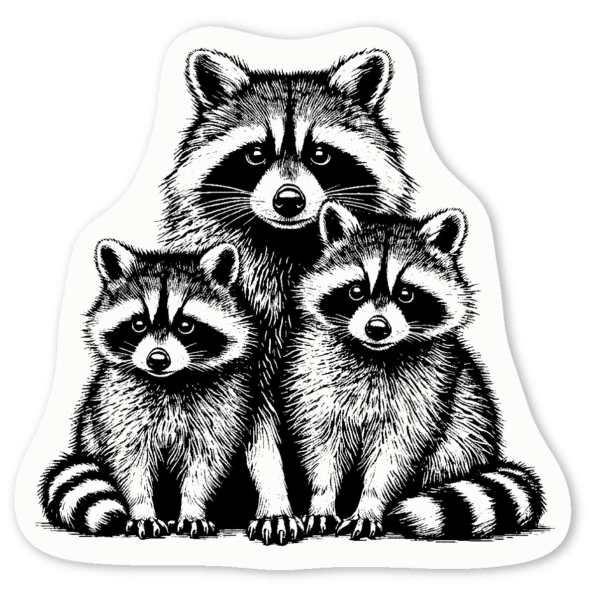 'Raccoon Family' Premium Vinyl Decal Stickers – Waterproof, Durable & Easy to Apply - Ideal for Cars, Windows, Bins and More (DW053032)