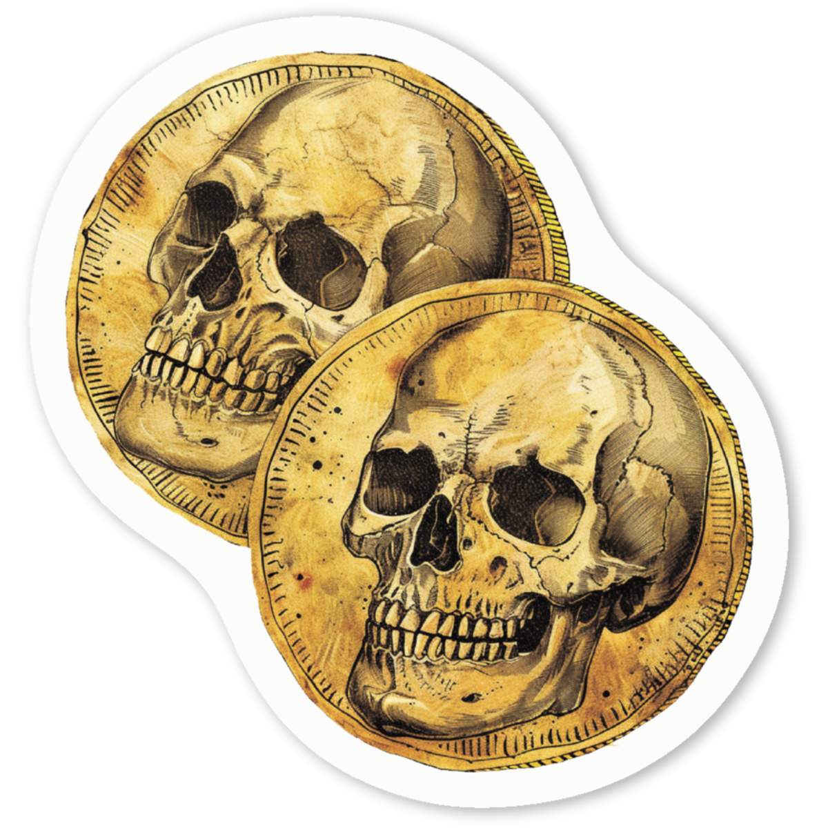 'Pirate Gold Coins' Premium Vinyl Decal Stickers – Waterproof, Durable & Easy to Apply - Ideal for Cars, Windows, Bins and More (DW053354)