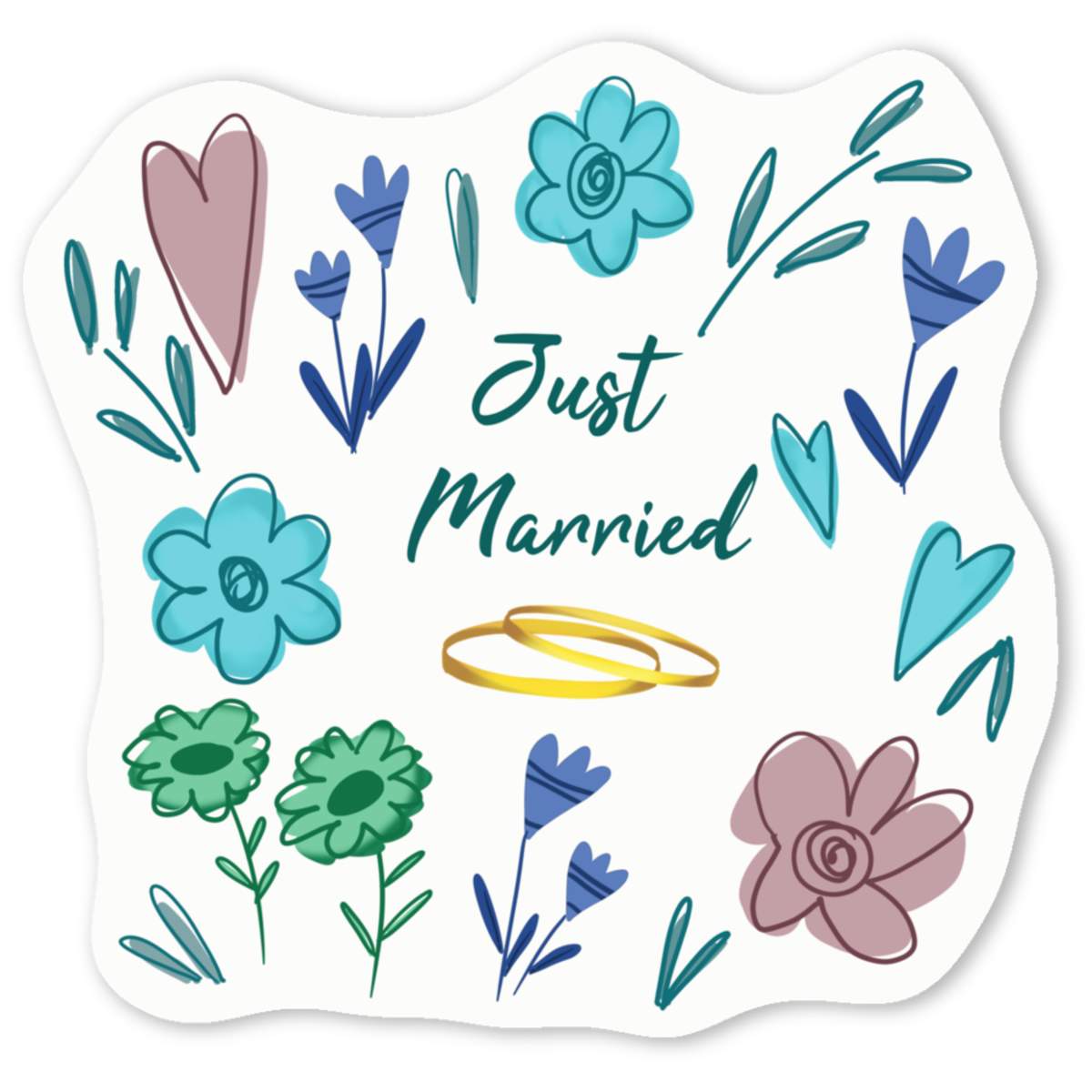 'Just Married' Premium Vinyl Decal Stickers – Waterproof, Durable & Easy to Apply - Ideal for Cars, Windows, Bins and More (DW053392)
