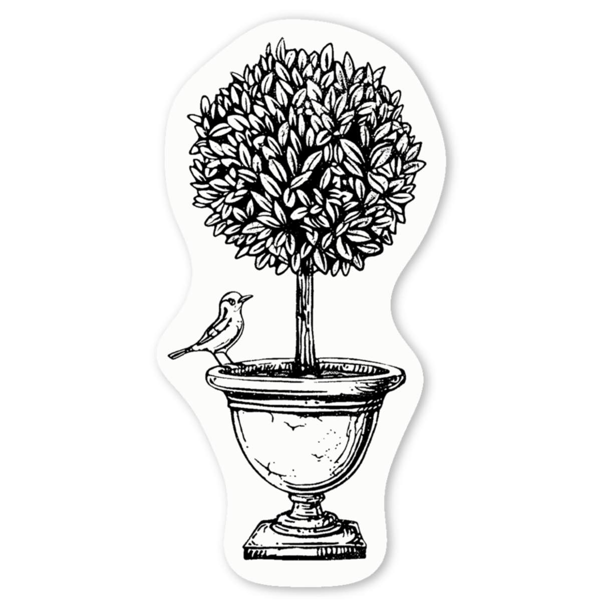 'Topiary with Bird' Premium Vinyl Decal Stickers – Waterproof, Durable & Easy to Apply - Ideal for Cars, Windows, Bins and More (DW054676)