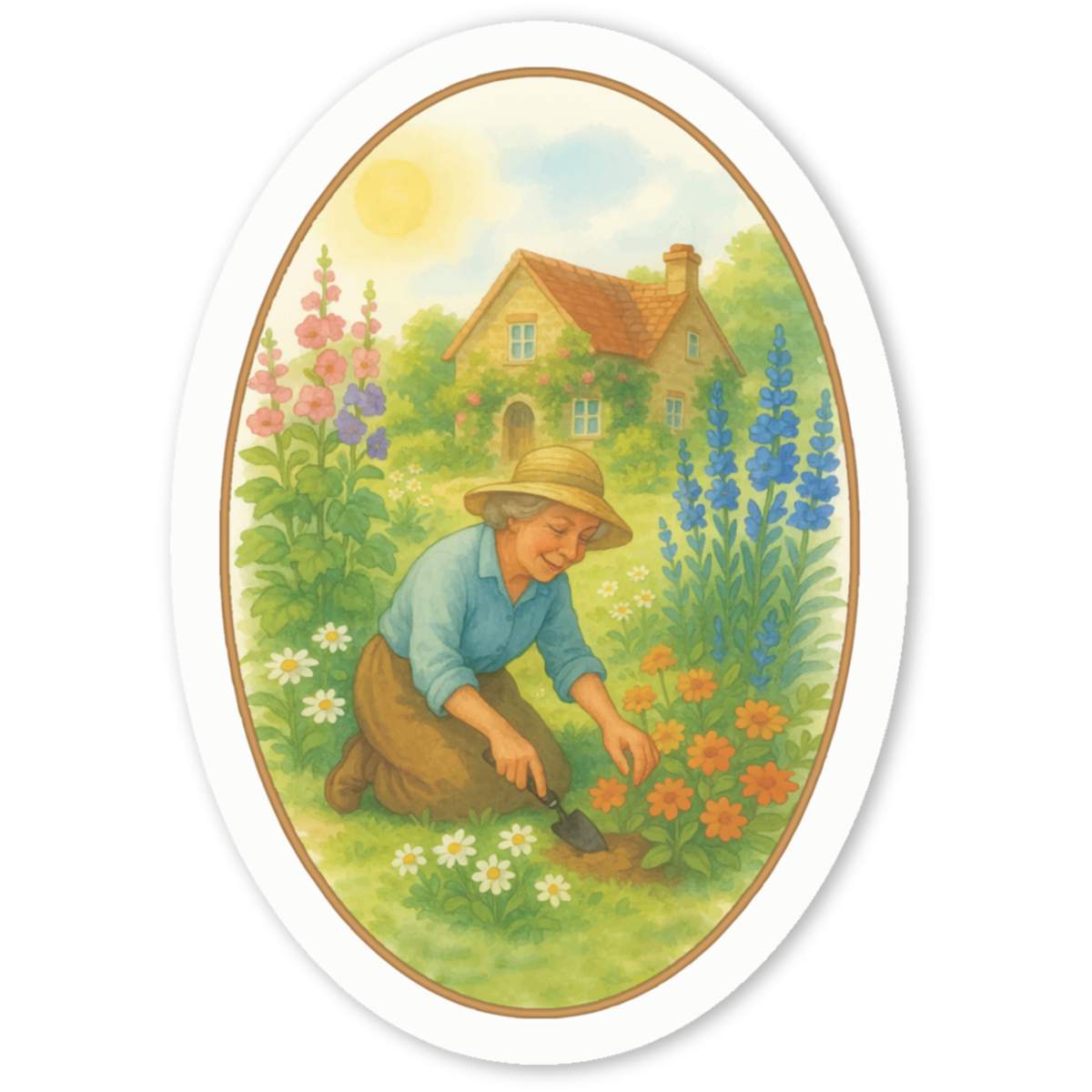 'Gardening Grandma Cottage' Premium Vinyl Decal Stickers – Waterproof, Durable & Easy to Apply - Ideal for Cars, Windows, Bins and More (DW055847)