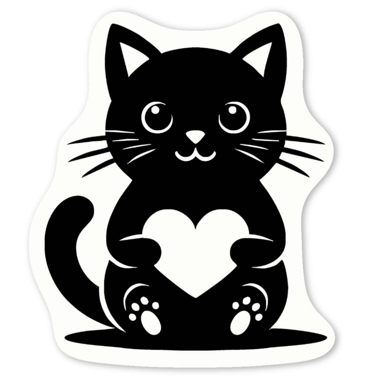 'Cute Cat With Love Heart' Premium Vinyl Decal Stickers – Waterproof, Durable & Easy to Apply - Ideal for Cars, Windows, Bins and More (DW055899)