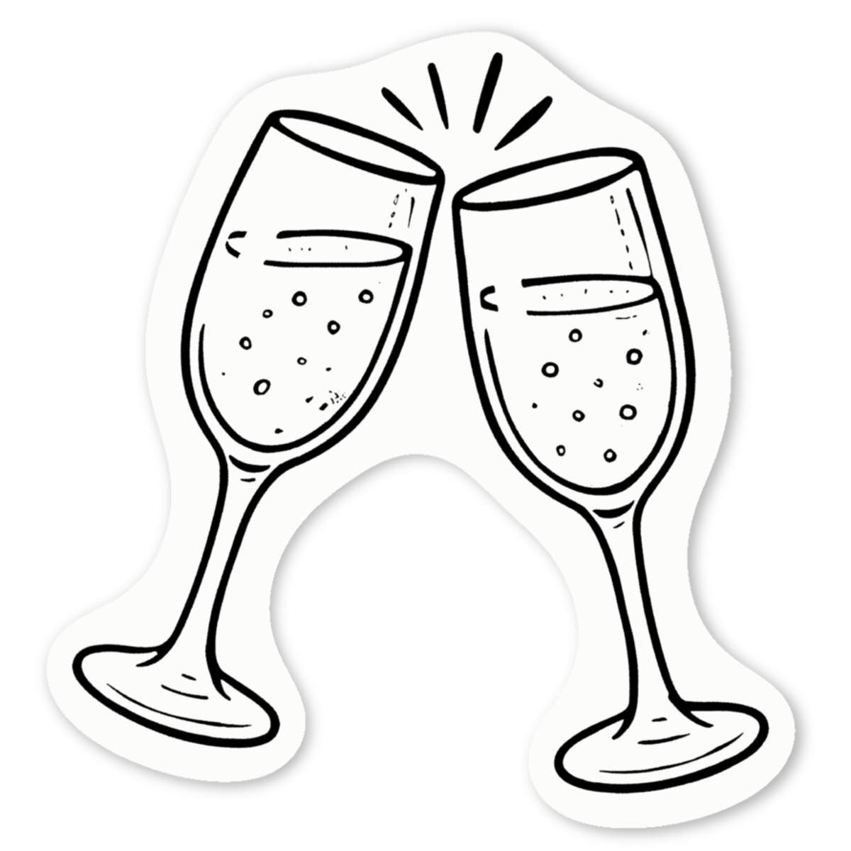 'Clinking Celebration Glasses' Premium Vinyl Decal Stickers – Waterproof, Durable & Easy to Apply - Ideal for Cars, Windows, Bins and More (DW056041)