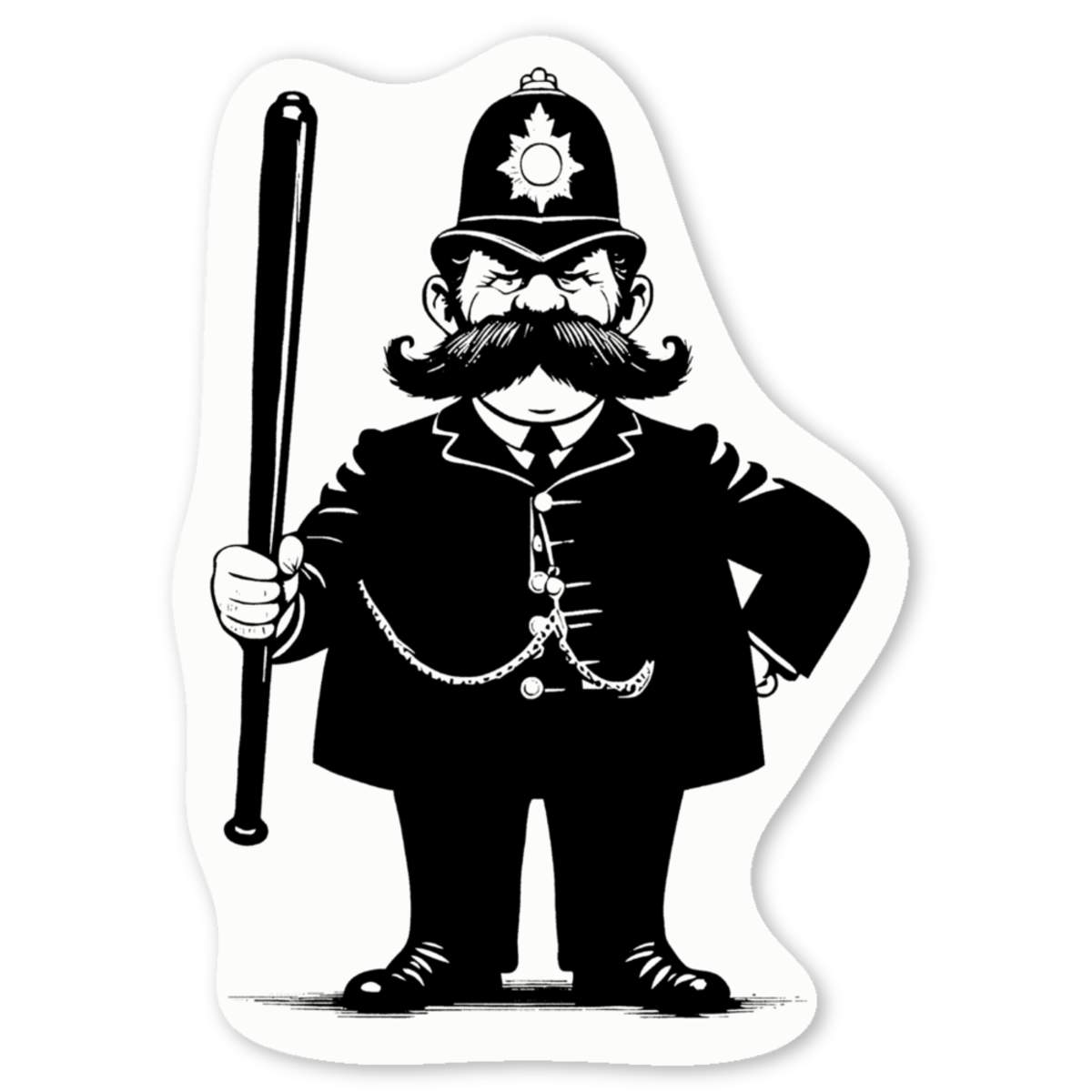 4 x 'British Bobby On The Beat' Vinyl Decal Stickers - White, 5cm - Waterproof Permanent Graphic for Cars, Windows, Bins and Smooth Surfaces (DW00148188)
