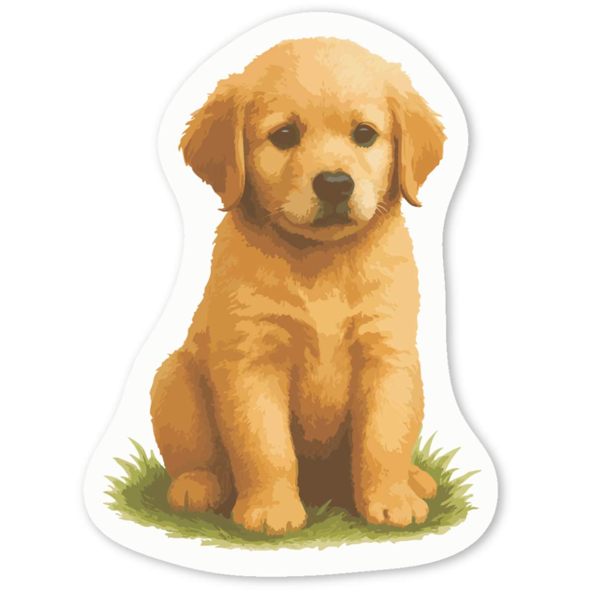 'Golden Retriever Puppy Sitting On The Grass' Premium Vinyl Decal Stickers – Waterproof, Durable & Easy to Apply - Ideal for Cars, Windows, Bins and More (DW056753)