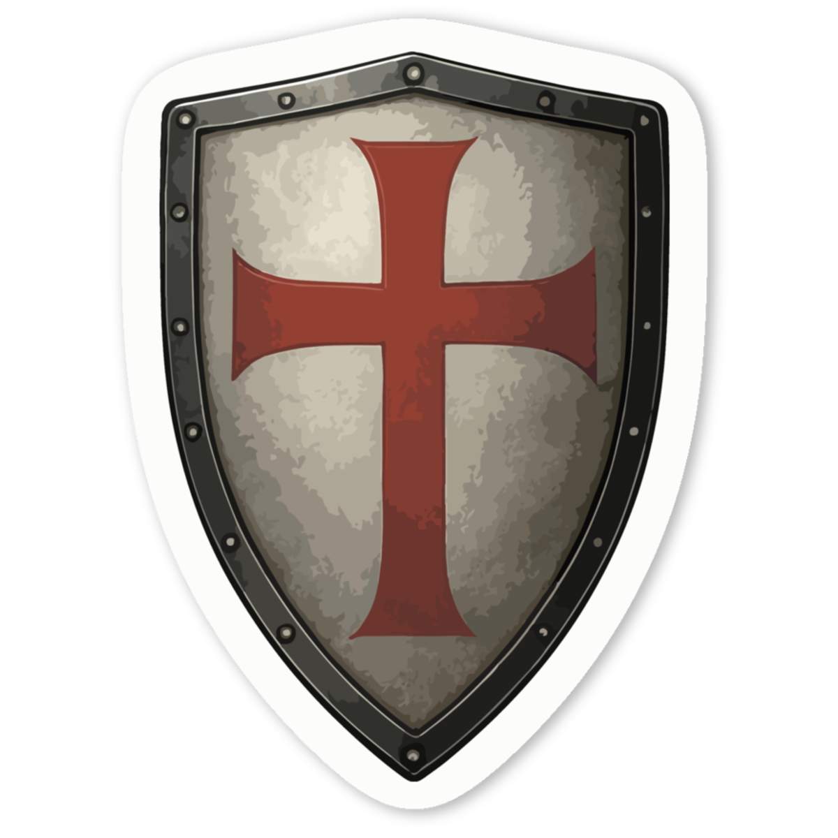 'Medieval Knight's Shield' White Vinyl Decal Sticker - Waterproof Permanent Vinyl Decal for Cars, Windows and Bins (DW056774)