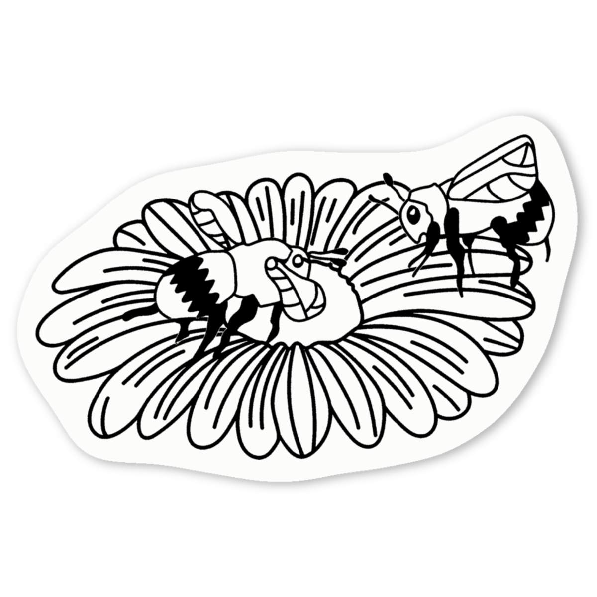 4 x 'Daisy & Bees' White Premium Vinyl Decal Stickers – Waterproof, Durable & Easy to Apply - For Car Bumpers, Windows, Bins & More - Small (50mm) (DW00152232)