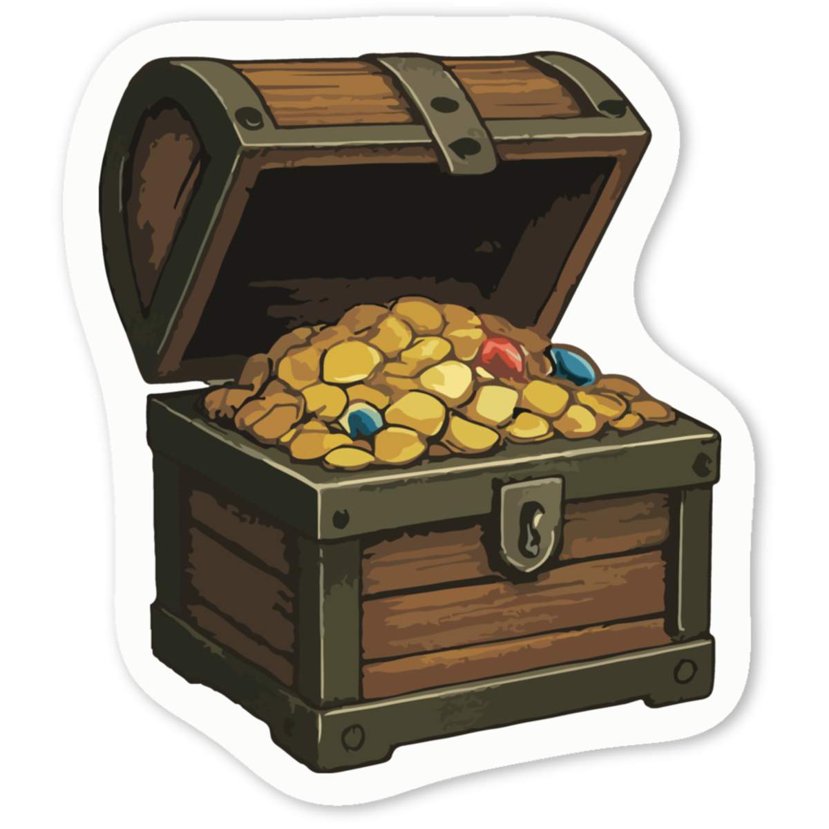 'Pirate Treasure Chest' White Vinyl Decal Sticker - Waterproof Permanent Vinyl Decal for Cars, Windows and Bins (DW057761)