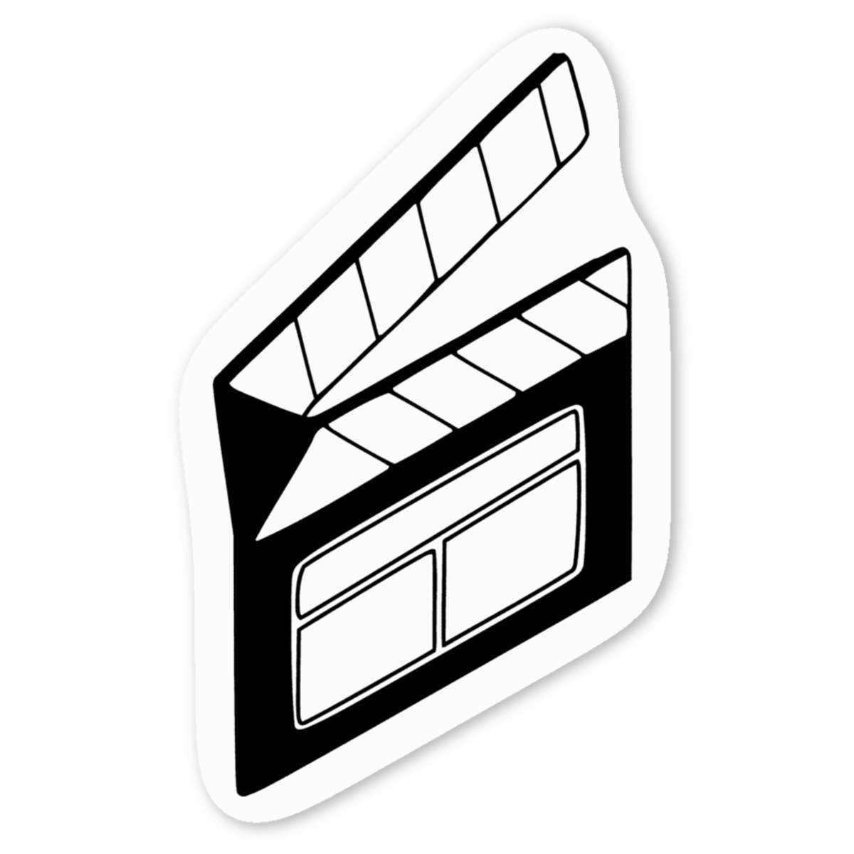 'Classic Film Clapboard' White Vinyl Decal Sticker - Waterproof Permanent Vinyl Decal for Cars, Windows and Bins (DW058922)