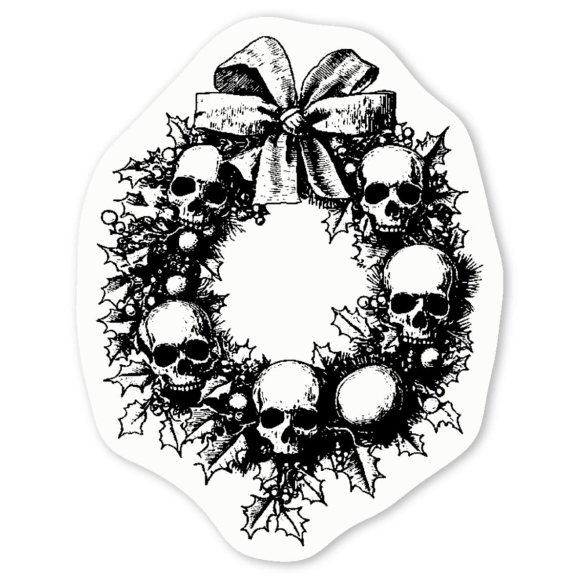 'Gothic Skull Christmas Wreath' Premium Vinyl Decal Stickers – Waterproof, Durable & Easy to Apply - Ideal for Cars, Windows, Bins and More (DW058959)