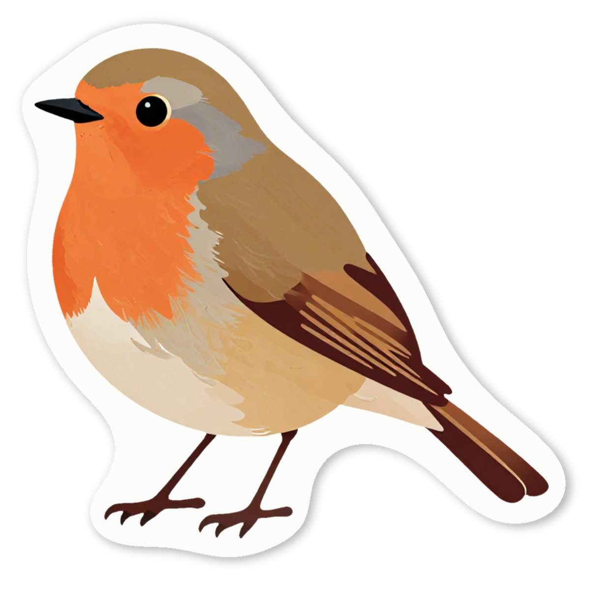 4 x 'Robin Red Breast' Vinyl Decal Stickers - White, 5cm - Waterproof Permanent Graphic for Cars, Windows, Bins and Smooth Surfaces (DW00189708)