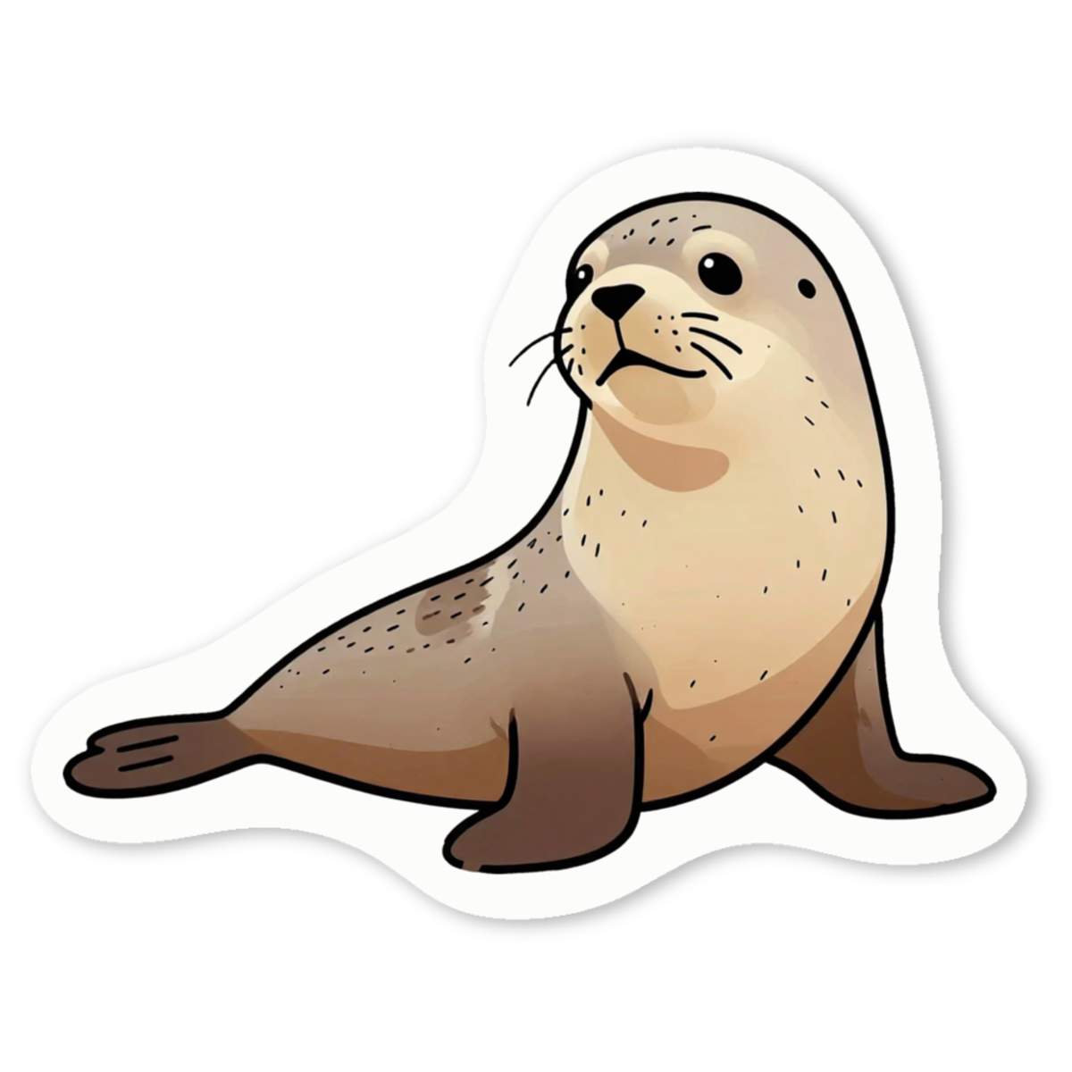 'Sea Lion Pup' White Vinyl Decal Sticker - Waterproof Permanent Vinyl Decal for Cars, Windows and Bins (DW060867)