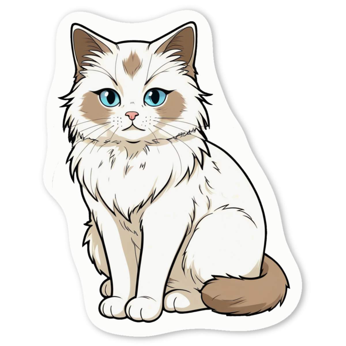'Cartoon Ragdoll Cat' Premium Vinyl Decal Stickers – Waterproof, Durable & Easy to Apply - Ideal for Cars, Windows, Bins and More (DW061159)