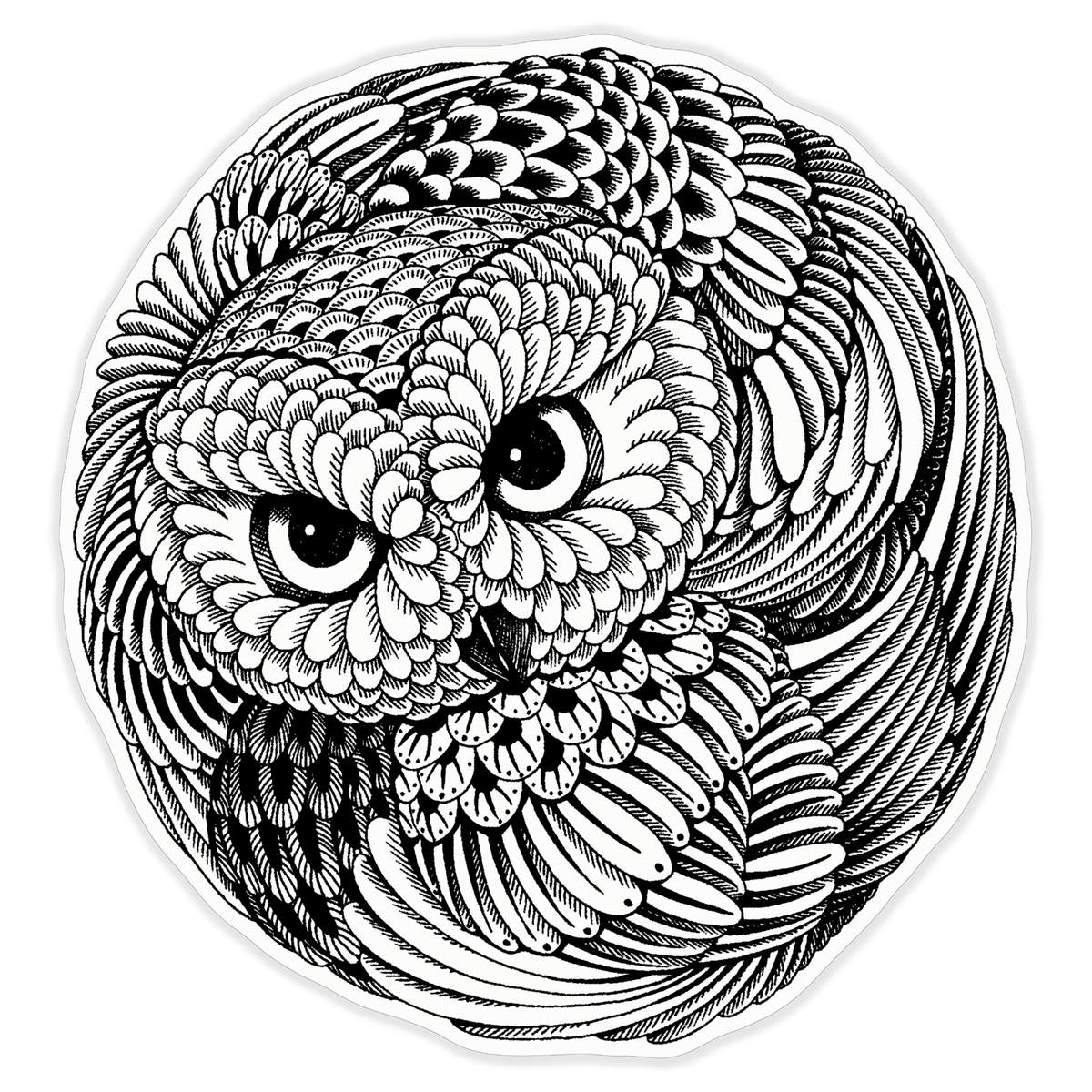 'Owl Feather Pattern' White Premium Vinyl Decal Sticker – Waterproof, Durable & Easy to Apply - For Car Bumpers, Windows, Bins & More - XL (460mm) (DW00011536)