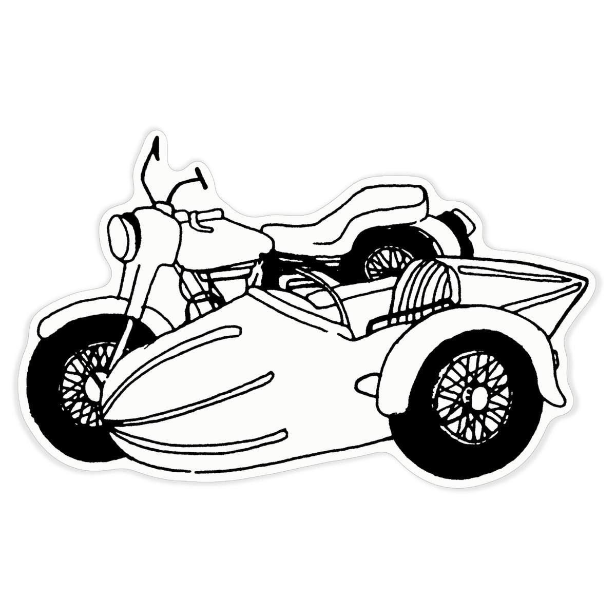 'Motorcycle Side Car' White Premium Vinyl Decal Sticker – Waterproof, Durable & Easy to Apply - For Car Bumpers, Windows, Bins & More - XL (460mm) (DW00018500)