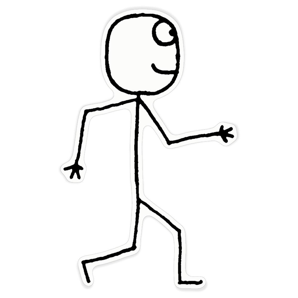 'Walking Stickman' Vinyl Decal Sticker - White, 46cm - Waterproof Permanent Graphic for Cars, Windows, Bins and Smooth Surfaces (DW00018896)