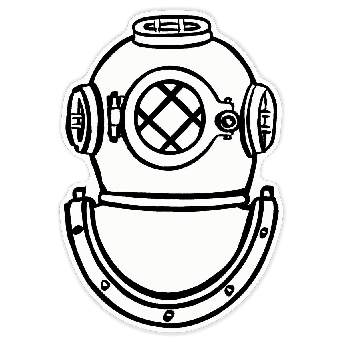 'Diving Helmet' White Premium Vinyl Decal Sticker – Waterproof, Durable & Easy to Apply - For Car Bumpers, Windows, Bins & More - XL (460mm) (DW00035860)