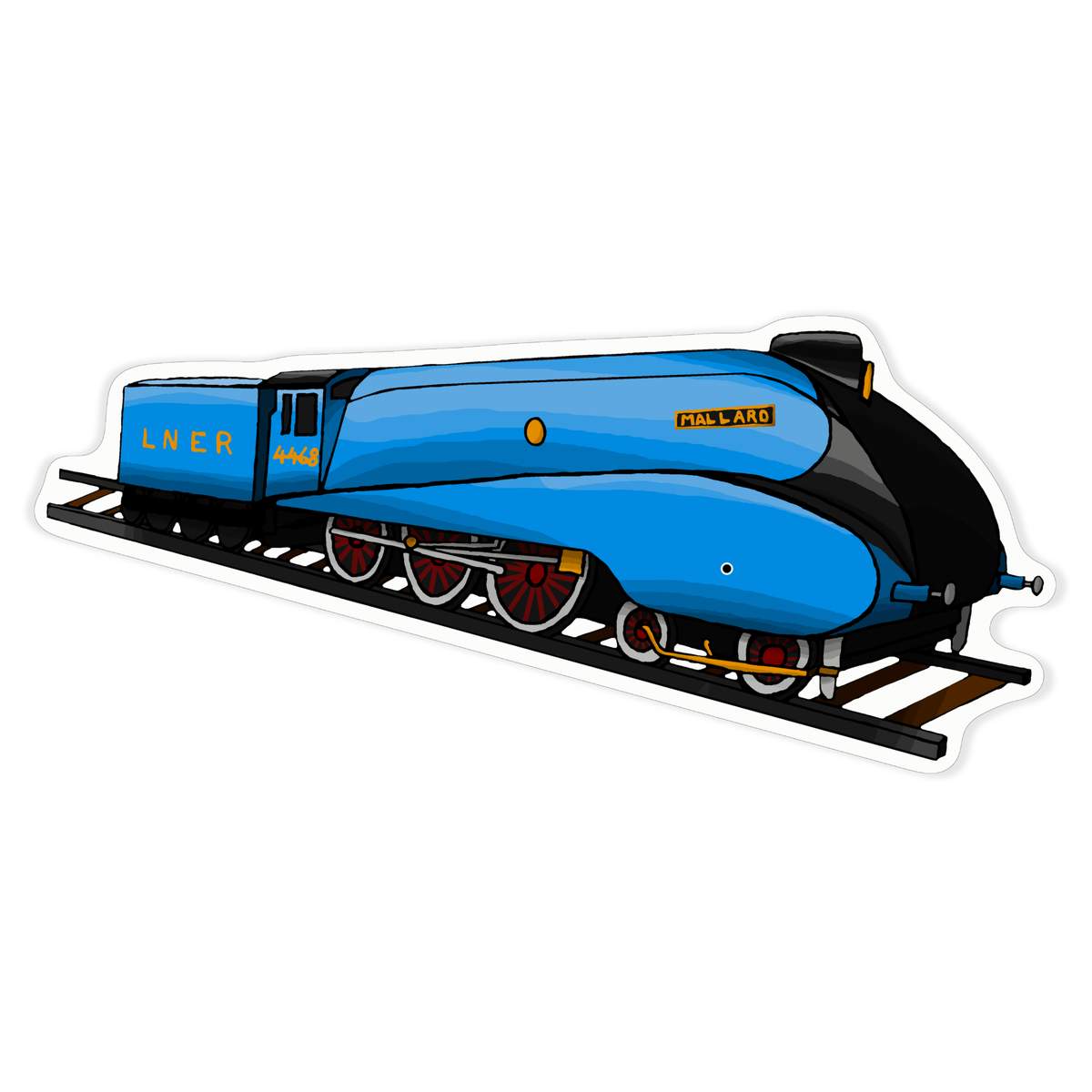 'Mallard Steam Train' Vinyl Decal Sticker - White, 46cm - Classic Streamlined Steam Railway Icon - Waterproof Permanent Graphic for Cars, Windows, Bins and Smooth Surfaces (DW00037