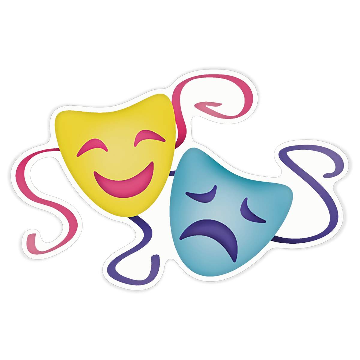 'Drama Masks' White Premium Vinyl Decal Sticker – Waterproof, Durable & Easy to Apply - For Car Bumpers, Windows, Bins & More - XL (460mm) (DW00037404)