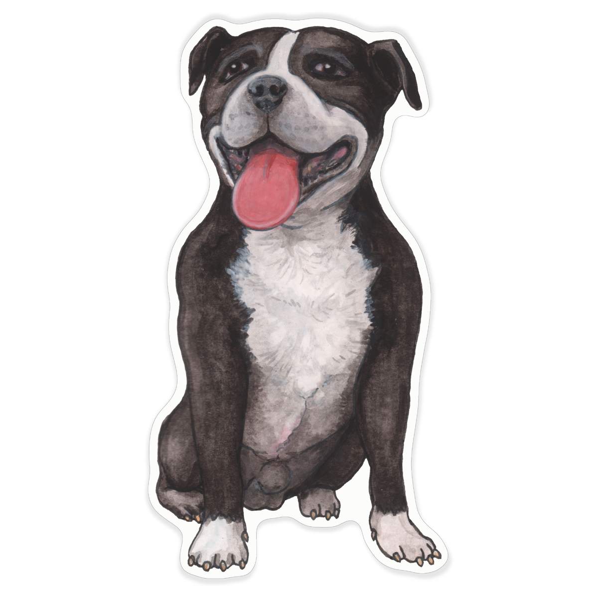 'Staffordshire Bull Terrier' White Premium Vinyl Decal Sticker – Waterproof, Durable & Easy to Apply - For Car Bumpers, Windows, Bins & More - XL (460mm) (DW00045708)