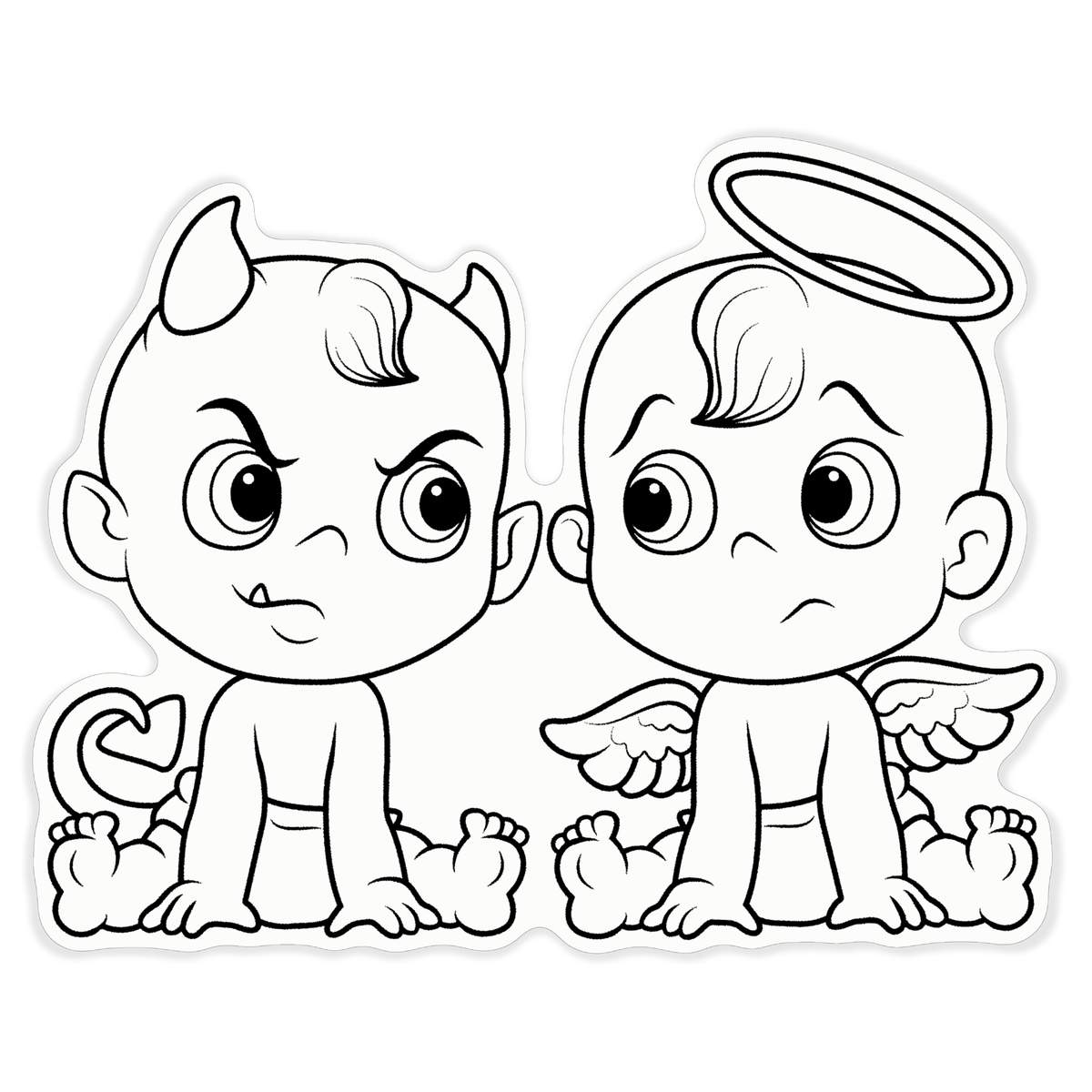 'Angel & Devil Babies' White Premium Vinyl Decal Sticker – Waterproof, Durable & Easy to Apply - For Car Bumpers, Windows, Bins & More - XL (460mm) (DW00047468)