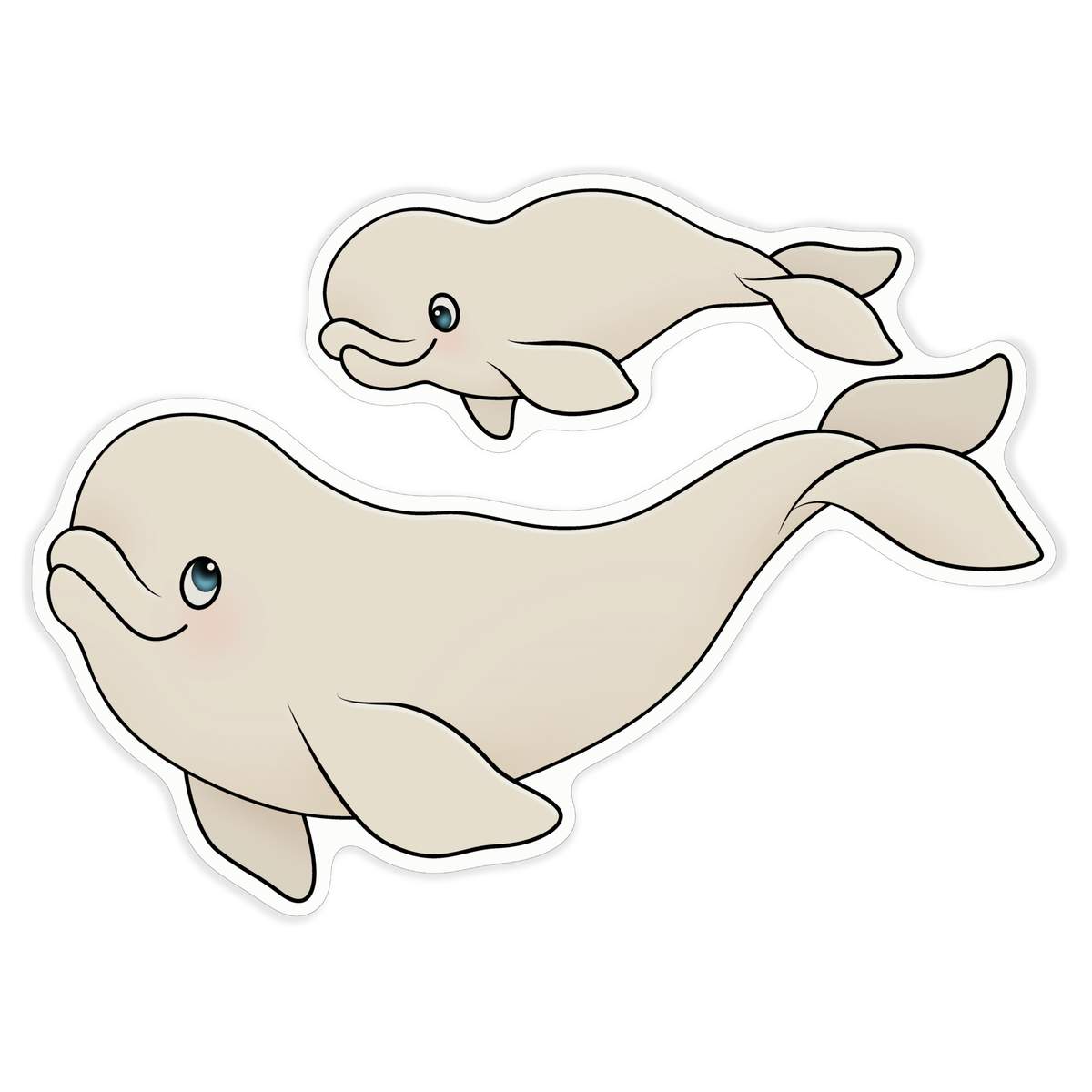 'Beluga Whale Family' White Premium Vinyl Decal Sticker – Waterproof, Durable & Easy to Apply - For Car Bumpers, Windows, Bins & More - XL (460mm) (DW00049212)