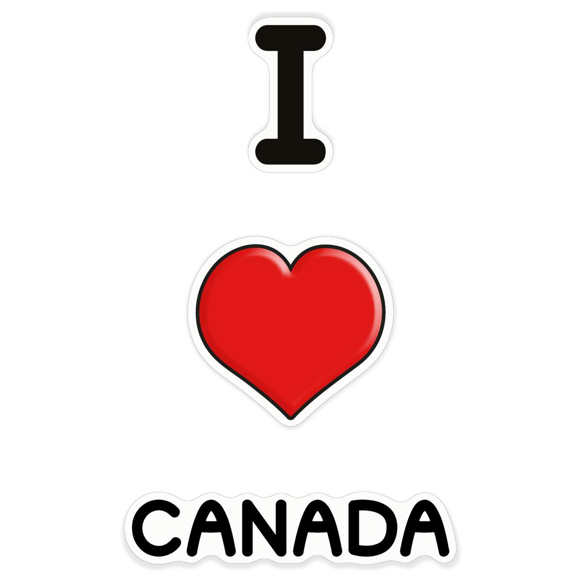 'I Love Canada' White Premium Vinyl Decal Sticker – Waterproof, Durable & Easy to Apply - For Car Bumpers, Windows, Bins & More - XL (460mm) (DW00061516)