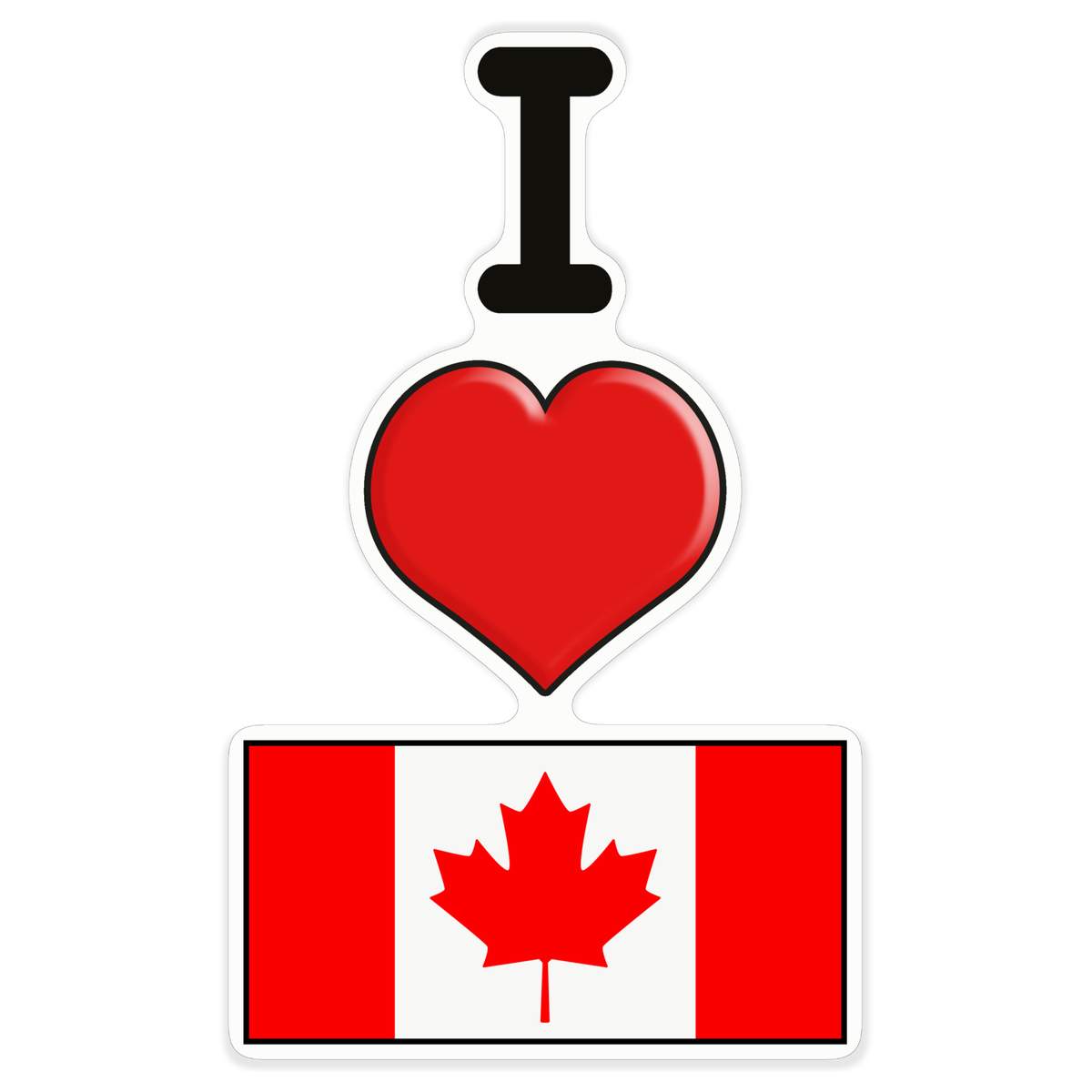 'I Love Canada' White Premium Vinyl Decal Sticker – Waterproof, Durable & Easy to Apply - For Car Bumpers, Windows, Bins & More - XL (460mm) (DW00061524)