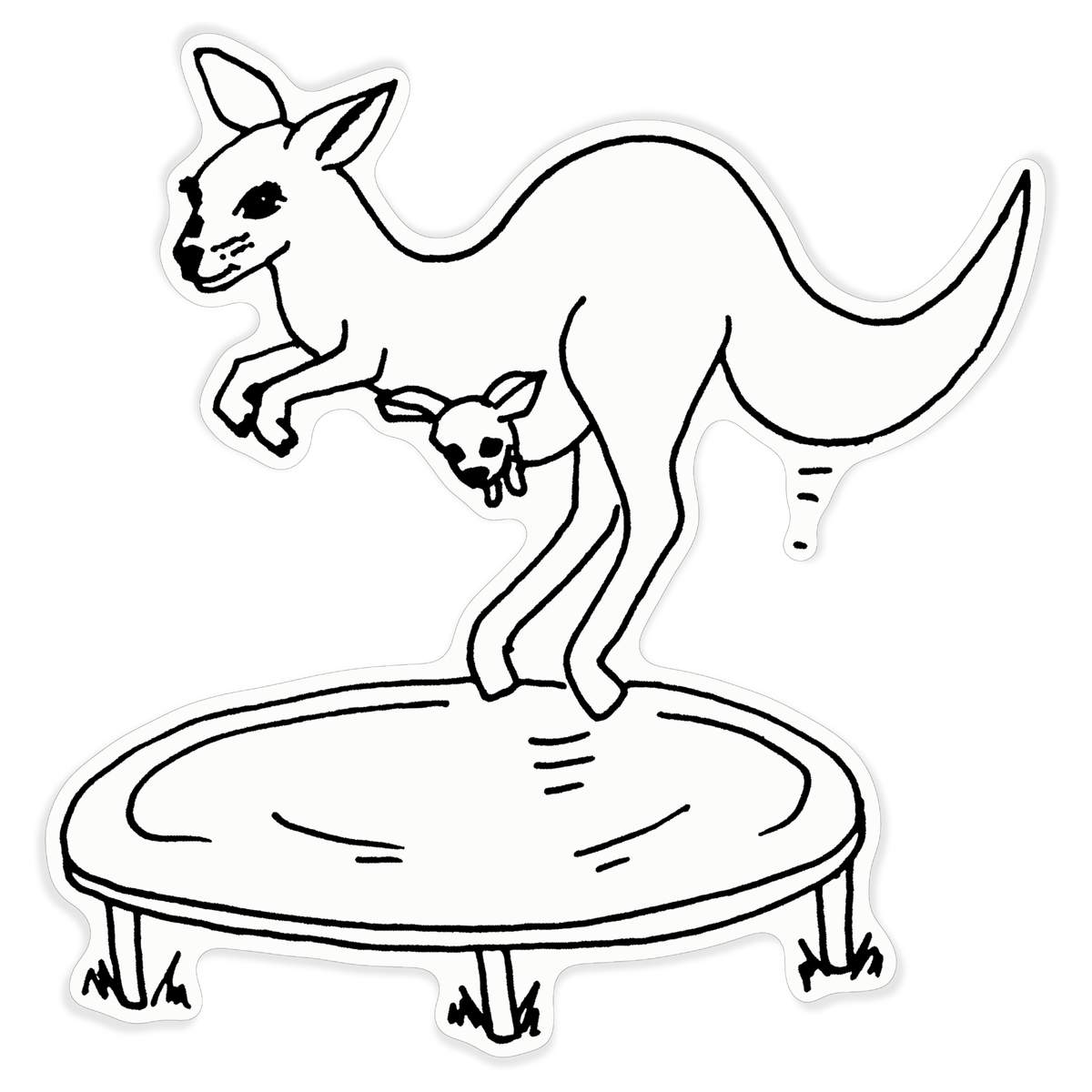 'Kangaroo On Trampoline' White Premium Vinyl Decal Sticker – Waterproof, Durable & Easy to Apply - For Car Bumpers, Windows, Bins & More - XL (460mm) (DW00080339)