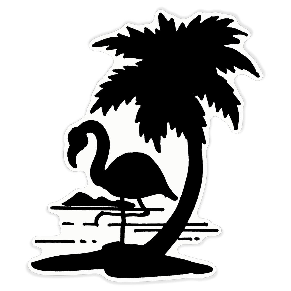 'Flamingo & Palm Tree' White Premium Vinyl Decal Sticker – Waterproof, Durable & Easy to Apply - For Car Bumpers, Windows, Bins & More - XL (460mm) (DW00082427)