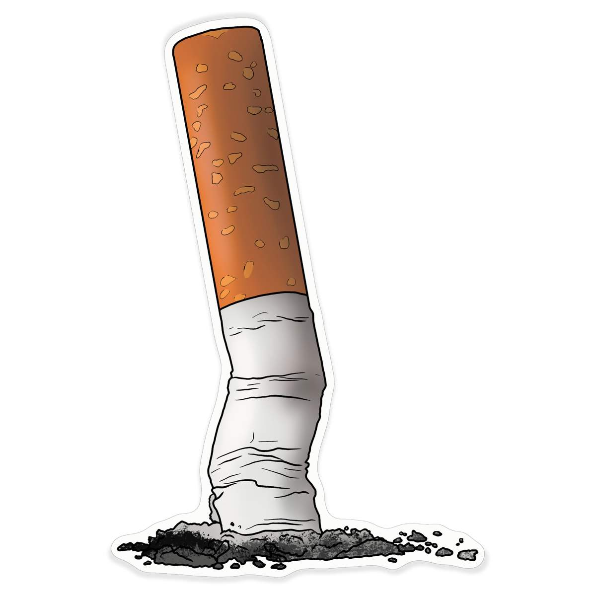 'Stubbed Out Cigarette' White Premium Vinyl Decal Sticker – Waterproof, Durable & Easy to Apply - For Car Bumpers, Windows, Bins & More - XL (460mm) (DW00084555)