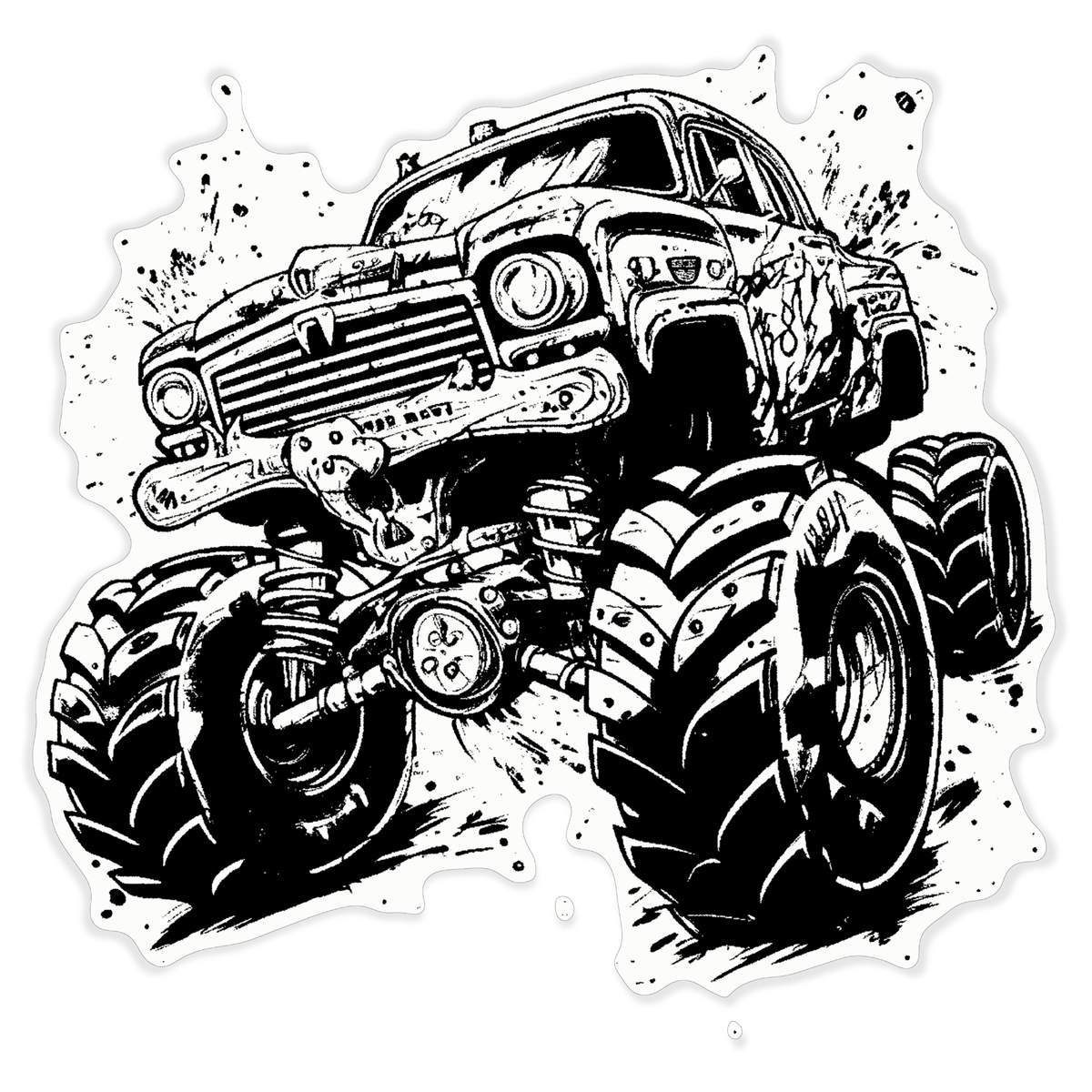 'Monster Truck' White Premium Vinyl Decal Sticker – Waterproof, Durable & Easy to Apply - For Car Bumpers, Windows, Bins & More - XL (460mm) (DW00090383)