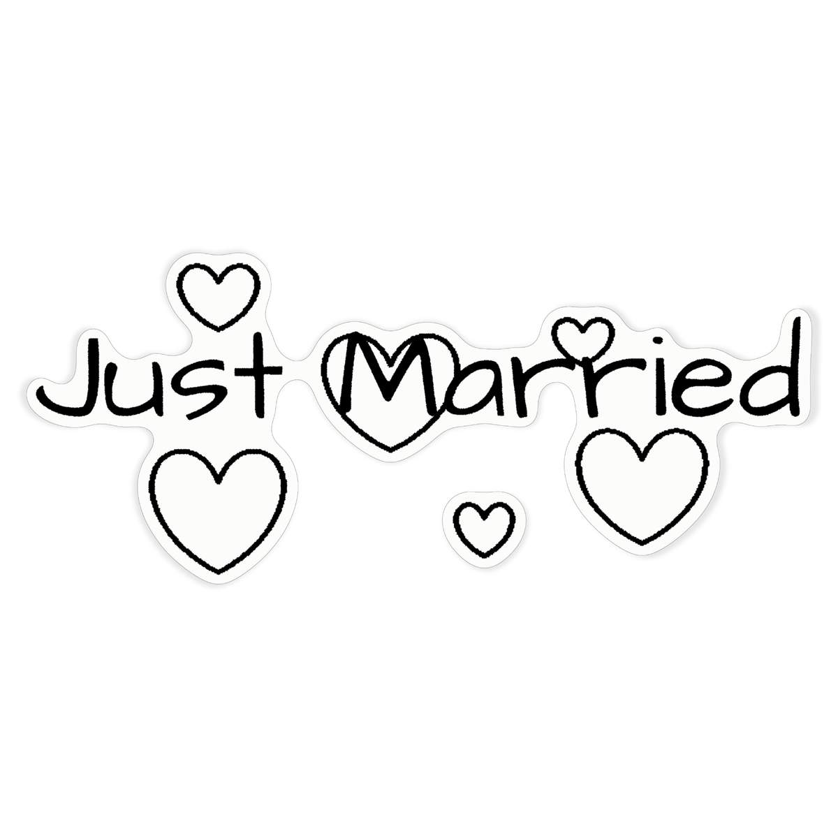 'Just Married ' White Premium Vinyl Decal Sticker – Waterproof, Durable & Easy to Apply - For Car Bumpers, Windows, Bins & More - XL (460mm) (DW00090739)