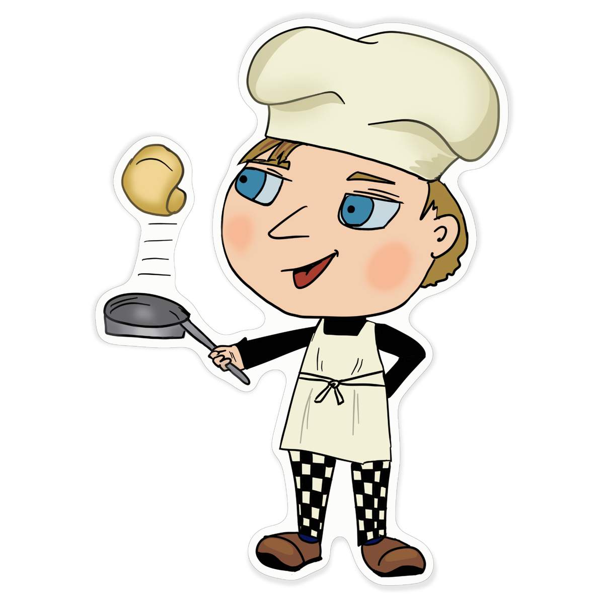'Chef Flipping Pancake' White Premium Vinyl Decal Sticker – Waterproof, Durable & Easy to Apply - For Car Bumpers, Windows, Bins & More - XL (460mm) (DW00095255)