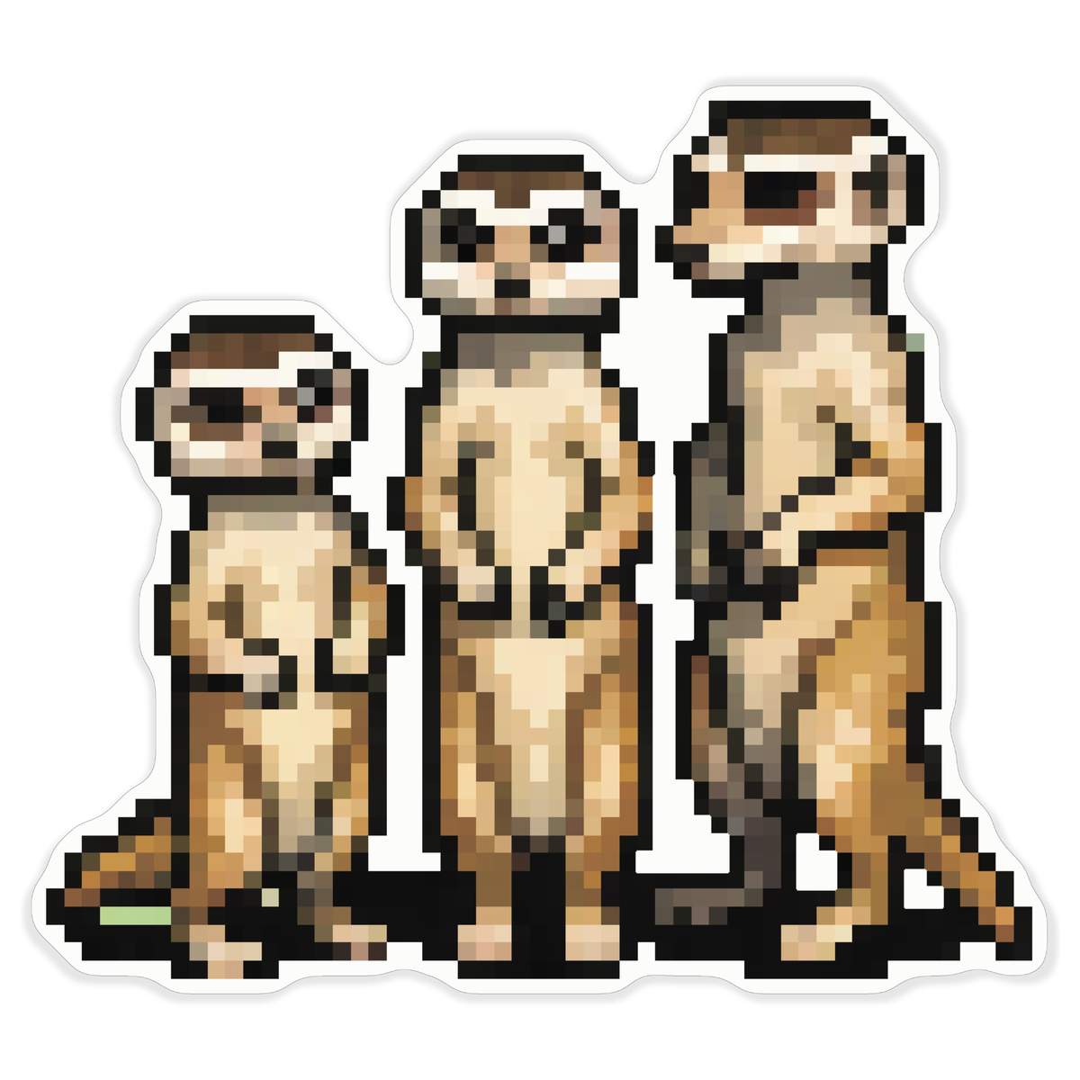 'Pixel Art Meerkat Family' White Premium Vinyl Decal Sticker – Waterproof, Durable & Easy to Apply - For Car Bumpers, Windows, Bins & More - XL (460mm) (DW00103731)