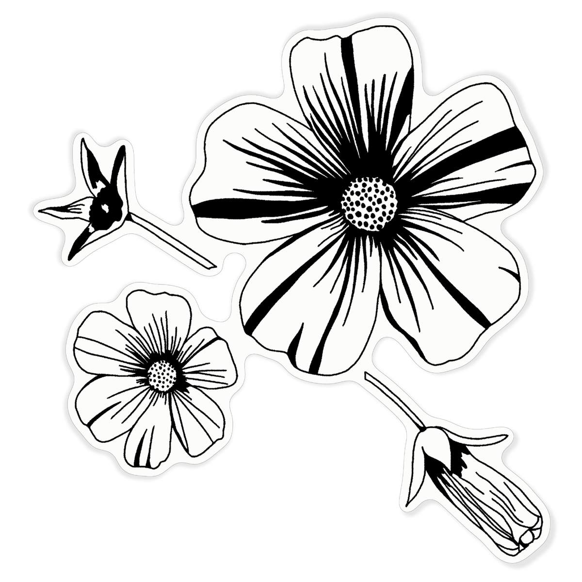 'Flower Heads & Seed Pod' White Premium Vinyl Decal Sticker – Waterproof, Durable & Easy to Apply - For Car Bumpers, Windows, Bins & More - XL (460mm) (DW00108115)